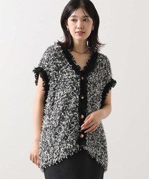 Greedy Brilliant 黒 レース ベスト　グレイディブリリアン Gready Brilliant ニット セーター フロントコード刺繍レース