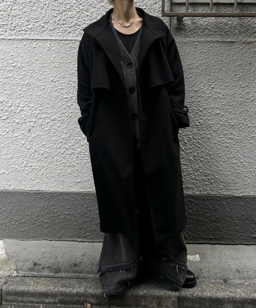 CREARE -LINO-(クレアーレリノ)の「フェイクウールスタンドカラー ルーズ トレンチコート(トレンチコート・メンズ・ブラック/グレー系その他/モカ・M/L)」の7枚目の写真