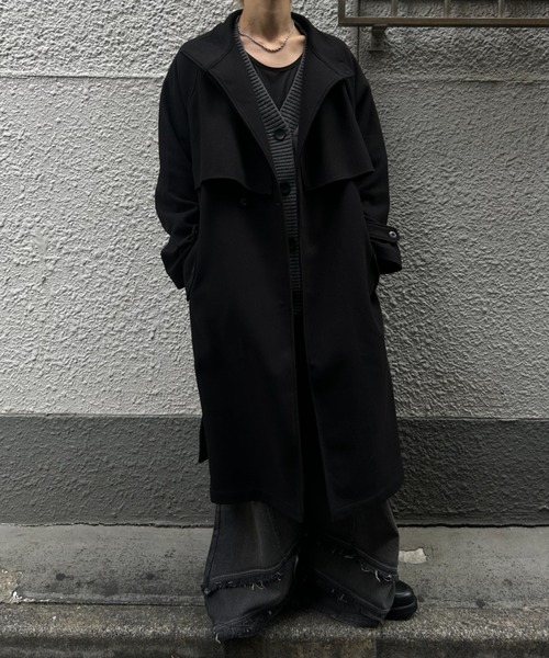 CREARE -LINO-(クレアーレリノ)の「フェイクウールスタンドカラー ルーズ トレンチコート(トレンチコート・メンズ・ブラック/グレー系その他/モカ・M/L)」の8枚目の写真