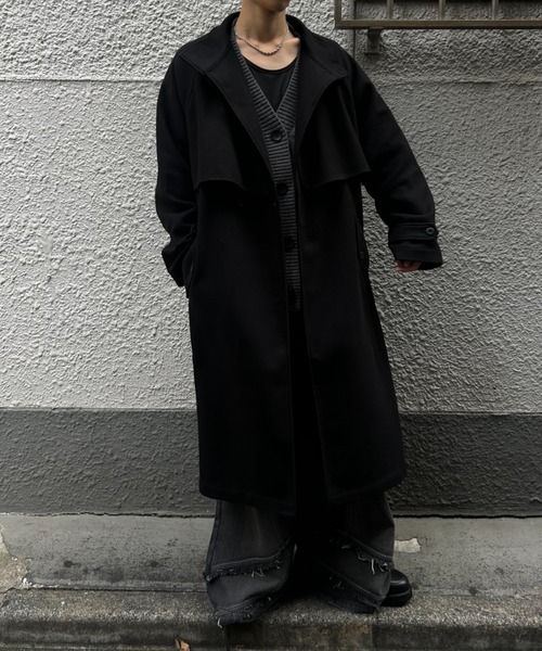 CREARE -LINO-(クレアーレリノ)の「フェイクウールスタンドカラー ルーズ トレンチコート(トレンチコート・メンズ・ブラック/グレー系その他/モカ・M/L)」の9枚目の写真