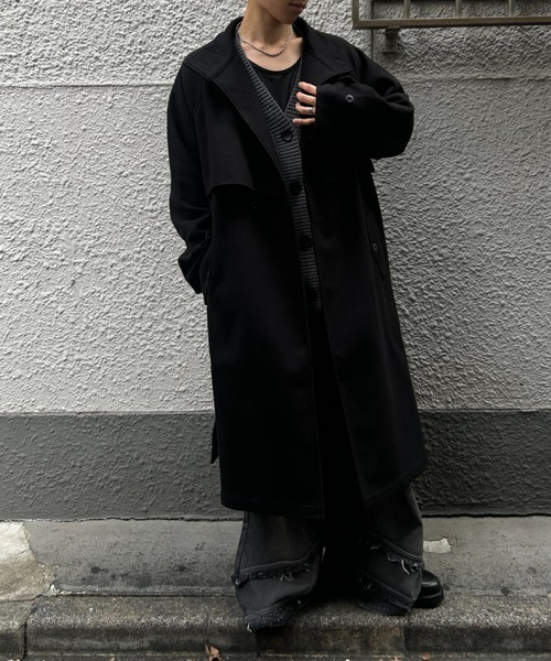 CREARE -LINO-(クレアーレリノ)の「フェイクウールスタンドカラー ルーズ トレンチコート(トレンチコート・メンズ・ブラック/グレー系その他/モカ・M/L)」の10枚目の写真