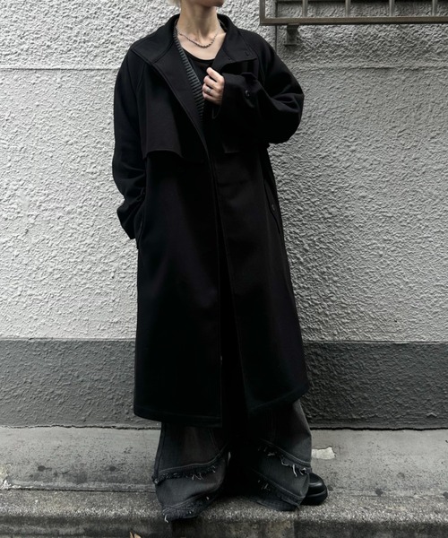 CREARE -LINO-(クレアーレリノ)の「フェイクウールスタンドカラー ルーズ トレンチコート(トレンチコート・メンズ・ブラック/グレー系その他/モカ・M/L)」の12枚目の写真