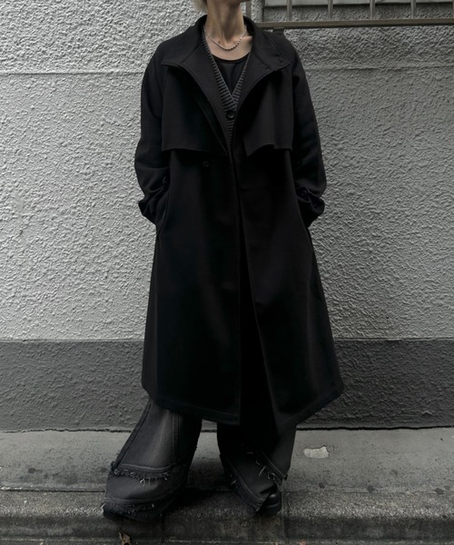 CREARE -LINO-(クレアーレリノ)の「フェイクウールスタンドカラー ルーズ トレンチコート(トレンチコート・メンズ・ブラック/グレー系その他/モカ・M/L)」の13枚目の写真