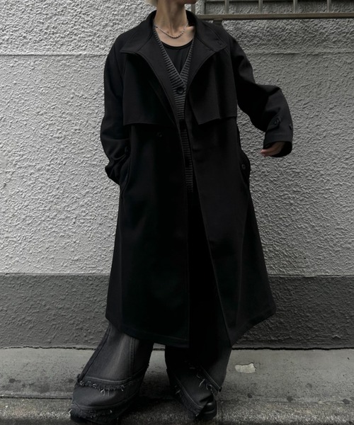 CREARE -LINO-(クレアーレリノ)の「フェイクウールスタンドカラー ルーズ トレンチコート(トレンチコート・メンズ・ブラック/グレー系その他/モカ・M/L)」の14枚目の写真