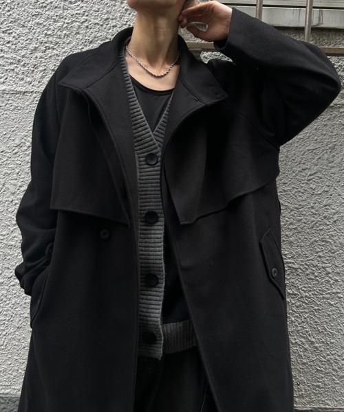 CREARE -LINO-(クレアーレリノ)の「フェイクウールスタンドカラー ルーズ トレンチコート(トレンチコート・メンズ・ブラック/グレー系その他/モカ・M/L)」の15枚目の写真