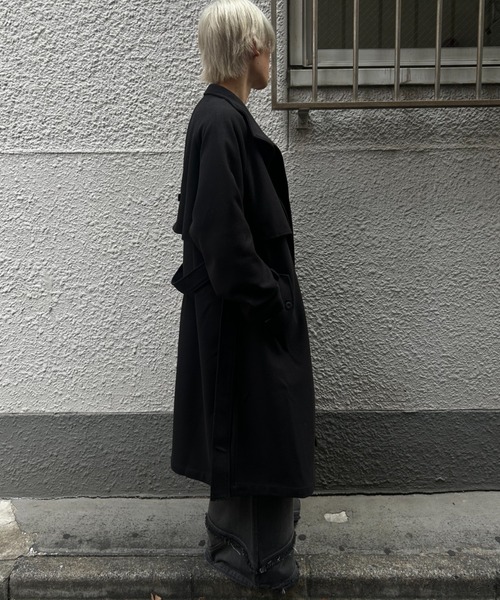 CREARE -LINO-(クレアーレリノ)の「フェイクウールスタンドカラー ルーズ トレンチコート(トレンチコート・メンズ・ブラック/グレー系その他/モカ・M/L)」の16枚目の写真