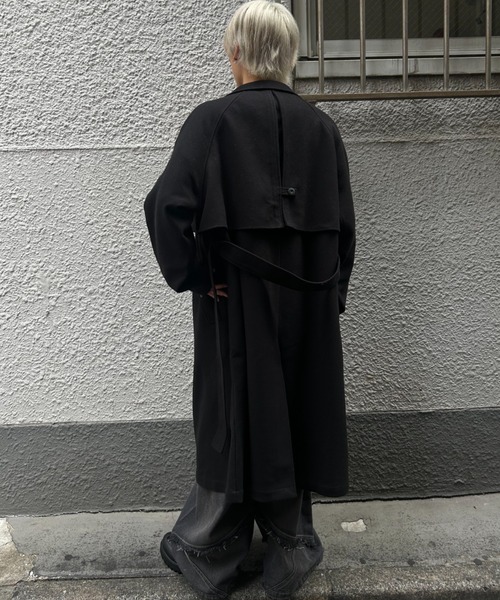 CREARE -LINO-(クレアーレリノ)の「フェイクウールスタンドカラー ルーズ トレンチコート(トレンチコート・メンズ・ブラック/グレー系その他/モカ・M/L)」の17枚目の写真