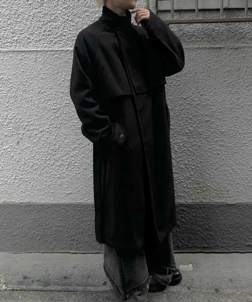 CREARE -LINO-(クレアーレリノ)の「フェイクウールスタンドカラー ルーズ トレンチコート(トレンチコート・メンズ・ブラック/グレー系その他/モカ・M/L)」の20枚目の写真