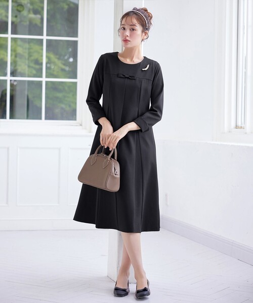 安田美沙子さん着用】フレアAラインリボンワンピース（ワンピース