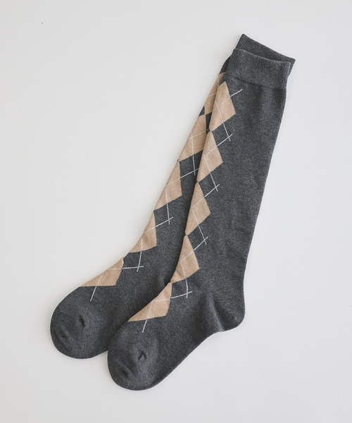 earth music&ecology（アースミュージックアンドエコロジー）の「アーガイルソックス（ソックス/靴下・レディース・ブラウン/チャコールグレー/オフホワイト・21-24）」の3枚目の写真