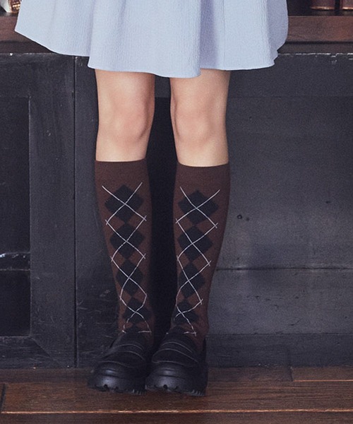 earth music&ecology（アースミュージックアンドエコロジー）の「アーガイルソックス（ソックス/靴下・レディース・ブラウン/チャコールグレー/オフホワイト・21-24）」の20枚目の写真