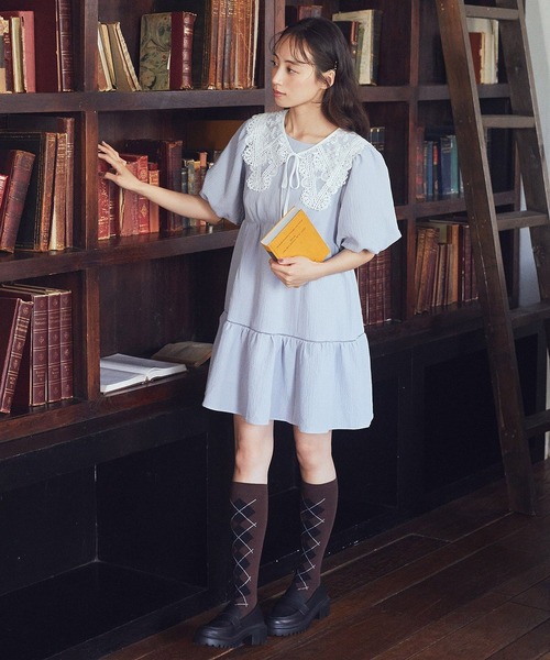 earth music&ecology（アースミュージックアンドエコロジー）の「アーガイルソックス（ソックス/靴下・レディース・ブラウン/チャコールグレー/オフホワイト・21-24）」の4枚目の写真