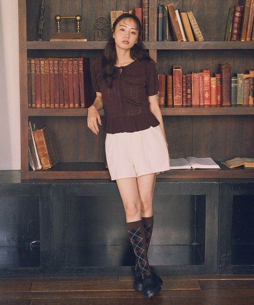 earth music&ecology（アースミュージックアンドエコロジー）の「アーガイルソックス（ソックス/靴下・レディース・ブラウン/チャコールグレー/オフホワイト・21-24）」の5枚目の写真