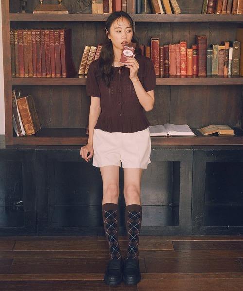 earth music&ecology（アースミュージックアンドエコロジー）の「アーガイルソックス（ソックス/靴下・レディース・ブラウン/チャコールグレー/オフホワイト・21-24）」の6枚目の写真