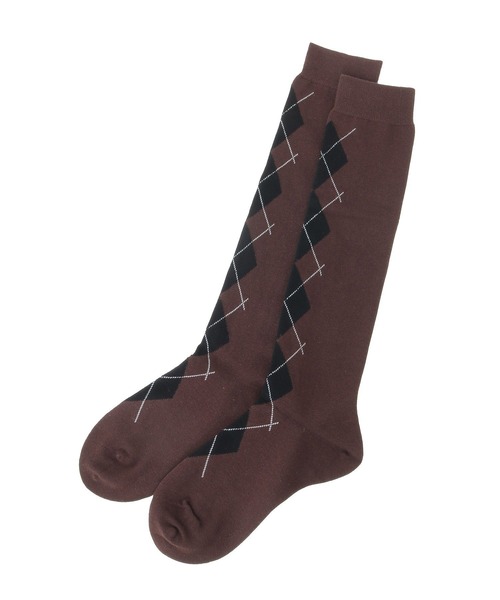 earth music&ecology（アースミュージックアンドエコロジー）の「アーガイルソックス（ソックス/靴下・レディース・ブラウン/チャコールグレー/オフホワイト・21-24）」の17枚目の写真