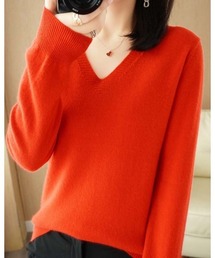 shoppinggo（ショッピングゴー）の「Vネックニットソー ニットセーター カジュアルトップス秋冬新作 セーター薄手 オフィス フェミニン（ニット/セーター）」