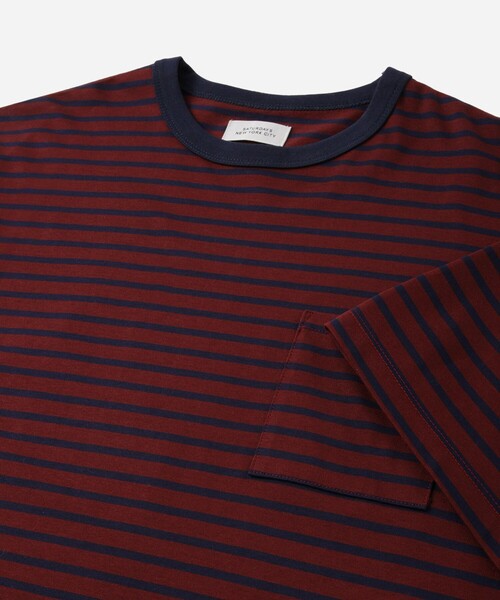 Saturdays NYC(サタデーズ ニューヨークシティ )の「Striped Ringer Relaxed SS Tee(Tシャツ/カットソー・メンズ・ワイン/ブラック・S/L/XL/M)」の17枚目の写真