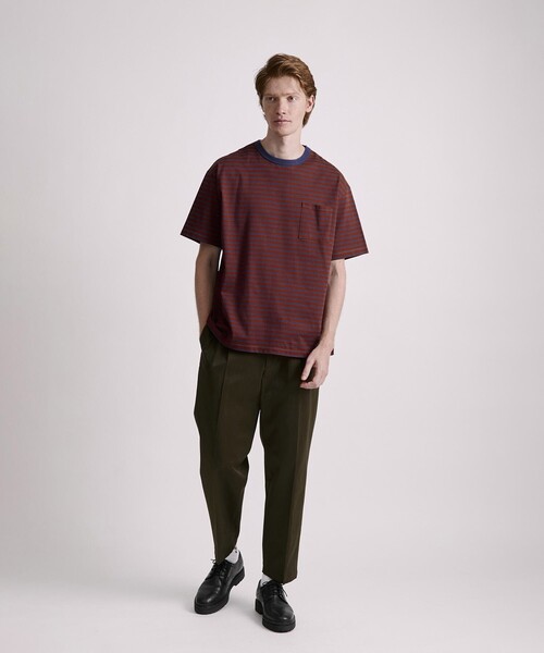 Saturdays NYC(サタデーズ ニューヨークシティ )の「Striped Ringer Relaxed SS Tee(Tシャツ/カットソー・メンズ・ワイン/ブラック・S/L/XL/M)」の9枚目の写真