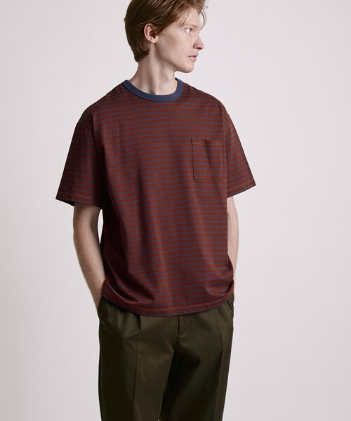 Saturdays NYC(サタデーズ ニューヨークシティ )の「Striped Ringer Relaxed SS Tee(Tシャツ/カットソー・メンズ・ワイン/ブラック・S/L/XL/M)」の4枚目の写真