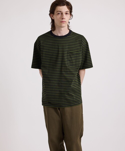 Saturdays NYC(サタデーズ ニューヨークシティ )の「Striped Ringer Relaxed SS Tee(Tシャツ/カットソー・メンズ・ワイン/ブラック・S/L/XL/M)」の6枚目の写真