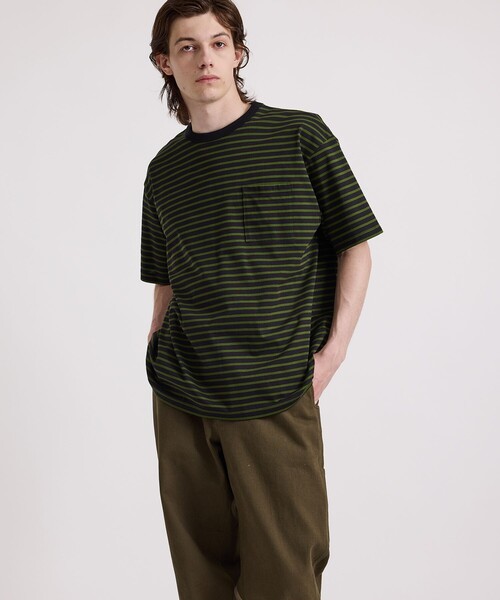 Saturdays NYC(サタデーズ ニューヨークシティ )の「Striped Ringer Relaxed SS Tee(Tシャツ/カットソー・メンズ・ワイン/ブラック・S/L/XL/M)」の5枚目の写真