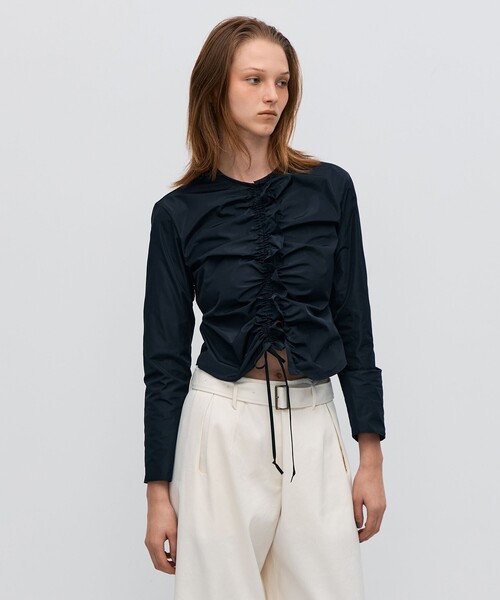 BACCA（バッカ）の「ポリエステルタフタ ギャザードブラウス（シャツ/ブラウス・レディース・ピンク/ネイビー・36/38）」の12枚目の写真