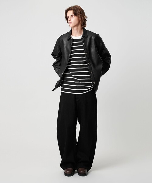 MONKEY TIME(モンキータイム)の「レザーライク CPO シャツ(シャツ/ブラウス・メンズ・ブラック・S/M/L/XL)」の7枚目の写真