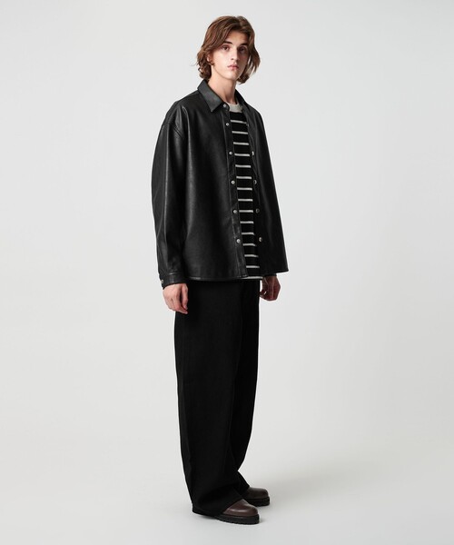 MONKEY TIME(モンキータイム)の「レザーライク CPO シャツ(シャツ/ブラウス・メンズ・ブラック・S/M/L/XL)」の9枚目の写真