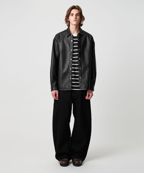 MONKEY TIME(モンキータイム)の「レザーライク CPO シャツ(シャツ/ブラウス・メンズ・ブラック・S/M/L/XL)」の11枚目の写真