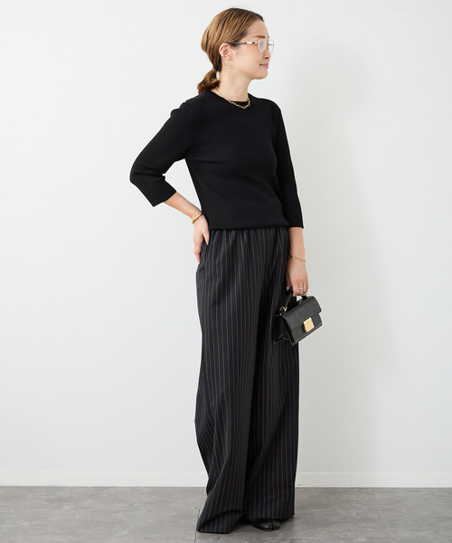 ★極美★Deuxieme Classe クルーネックニットブラック フリー Rib クルーネック プルオーバー（ニット/セーター）｜Deuxieme