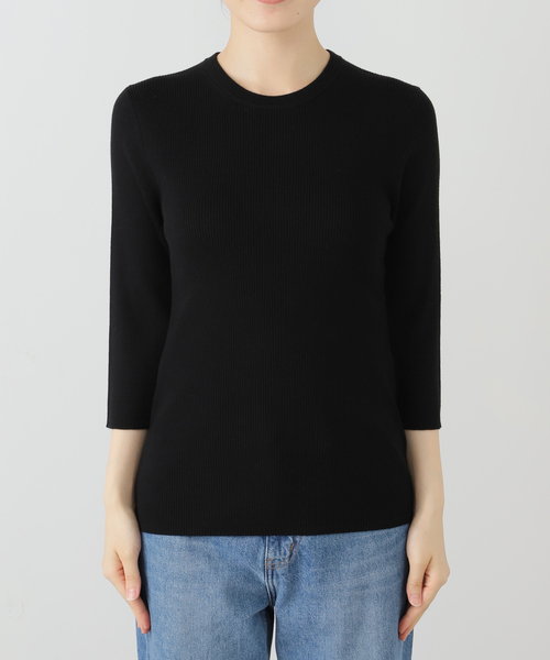 ★極美★Deuxieme Classe クルーネックニットブラック フリー Rib クルーネック プルオーバー（ニット/セーター）｜Deuxieme