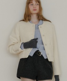 GIUNON | collarless short jacket coat / カラーレスショートジャケットコート(ノーカラーコート)