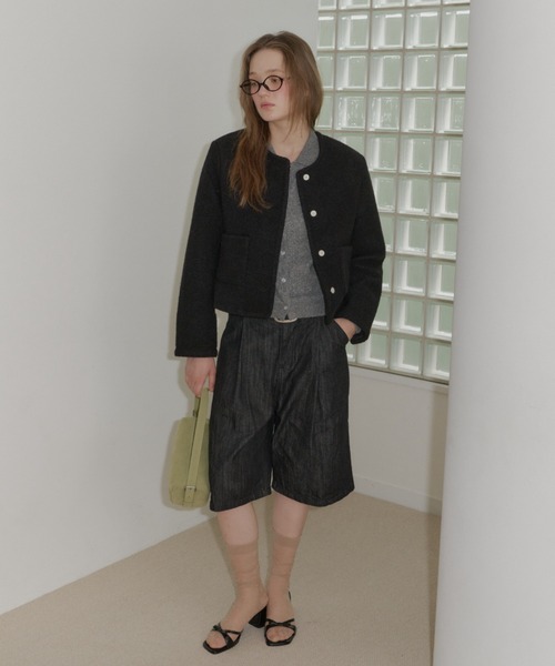 GIUNON カラーレスショートジャケットコート collarless short jacket coat / カラーレスショートジャケットコート