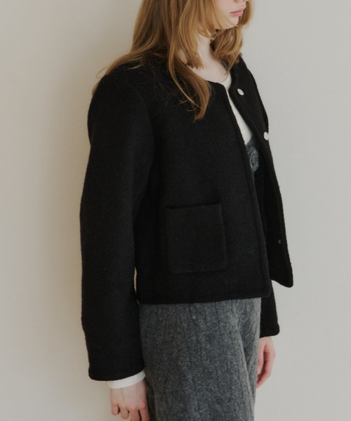 GIUNON カラーレスショートジャケットコート collarless short jacket coat / カラーレスショートジャケットコート