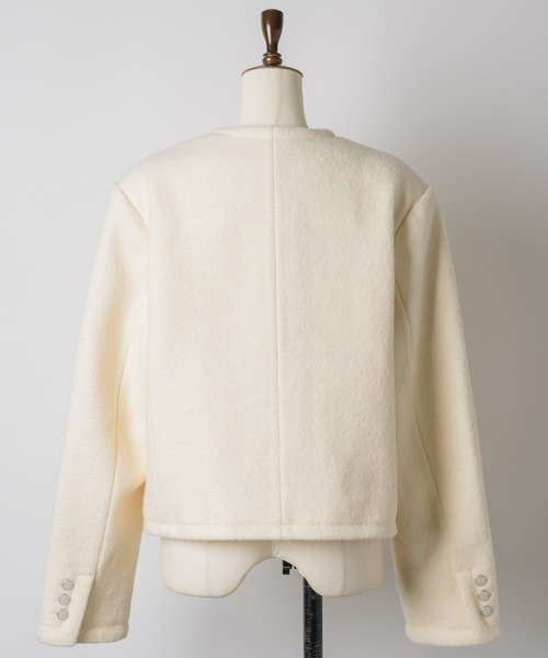 collarless short jacket coat / カラーレスショートジャケットコート