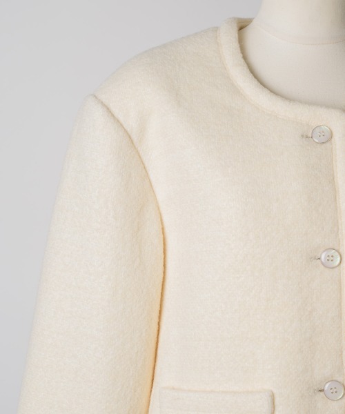 collarless short jacket coat / カラーレスショートジャケットコート