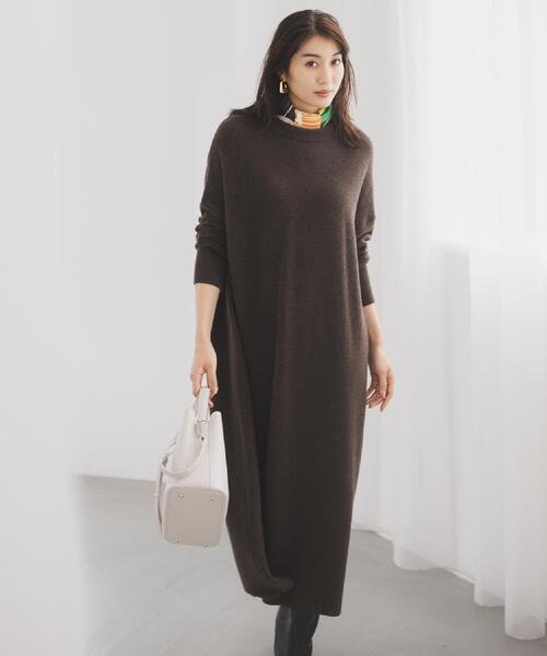 UNTITLED（アンタイトル）の「【ロング丈/ゆったりシルエット】テントライン ニットワンピース（ワンピース・レディース・ライトグレー/ブラック/ブラウン系その他・00/02/04/44/48）」の3枚目の写真