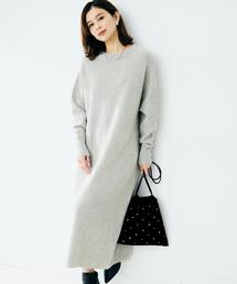 【ロング丈/ゆったりシルエット】テントライン ニットワンピース