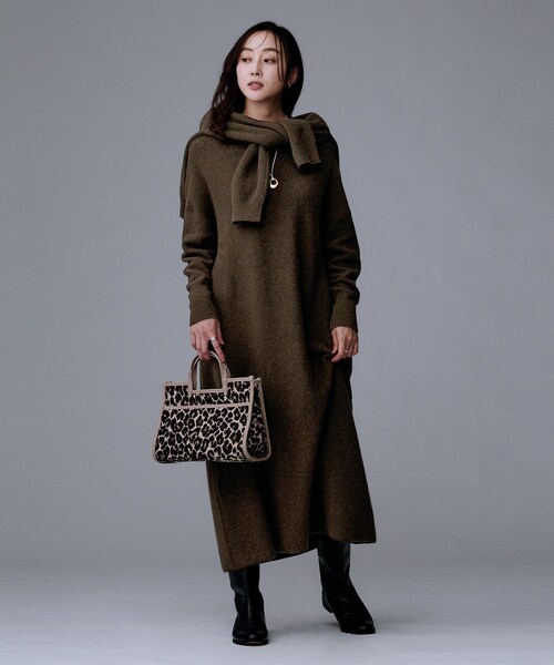 UNTITLED（アンタイトル）の「【ロング丈/ゆったりシルエット】テントライン ニットワンピース（ワンピース・レディース・ライトグレー/ブラック/ブラウン系その他・00/02/04/44/48）」の20枚目の写真