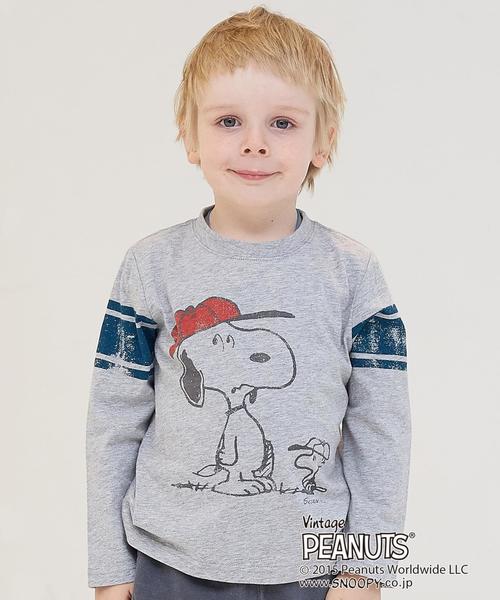 green label relaxing（グリーンレーベルリラクシング）の「【KIDS】別注PEANUTS プリント Tシャツ◆（Tシャツ/カットソー・キッズ・ネイビー/ライトグレー/マスタード・125cm/95cm/115cm/105cm/135cm）」の2枚目の写真