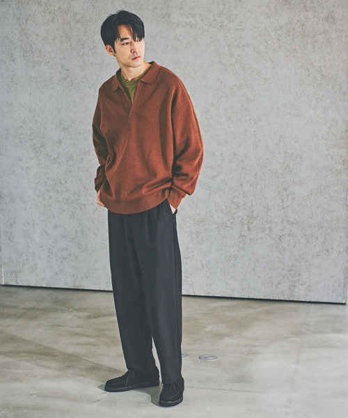 BAYFLOW（ベイフロー）の「鹿の子スキッパーポロシャツ（ポロシャツ・メンズ・ブラウン/グレー・MEDIUM/LARGE）」の8枚目の写真