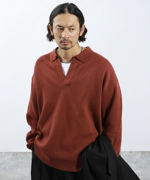 BAYFLOW（ベイフロー）の「鹿の子スキッパーポロシャツ（ポロシャツ・メンズ・ブラウン/グレー・MEDIUM/LARGE）」の10枚目の写真