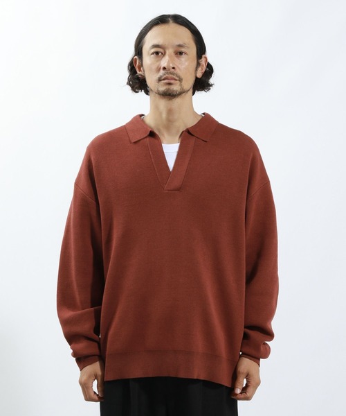 BAYFLOW（ベイフロー）の「鹿の子スキッパーポロシャツ（ポロシャツ・メンズ・ブラウン/グレー・MEDIUM/LARGE）」の12枚目の写真