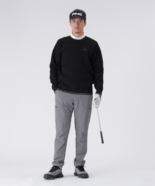 セール】【PING APPAREL】ハチノス編みクルーネックニットプルオーバー