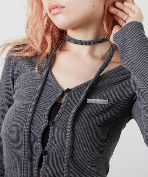 led.tokyo(レッドトウキョウ)の「【led.tokyo】CHOKER SET LIB TOPS/チョーカーセットリブトップス(ニット/セーター・レディース・ブラック/グレー・FREE)」の5枚目の写真