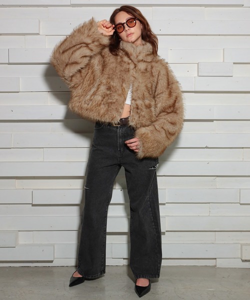 セール】ダブルジップショート丈ファーコート（その他アウター