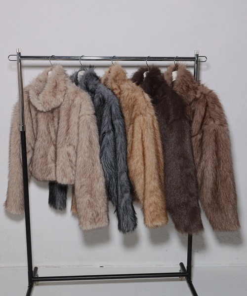 セール】ダブルジップショート丈ファーコート（その他アウター