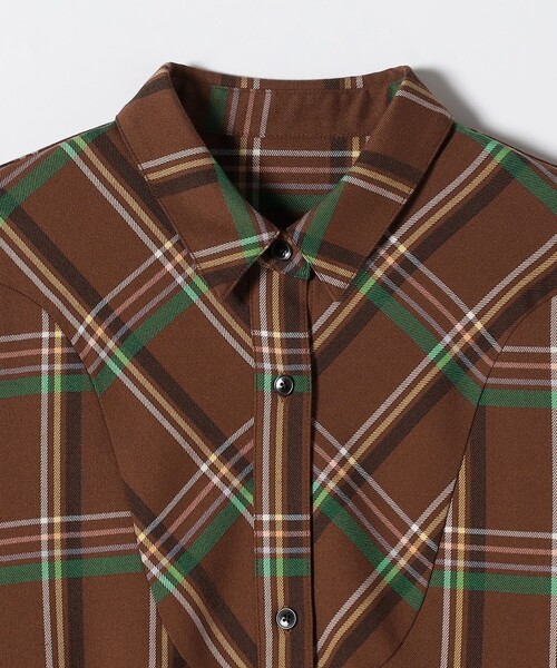 SHIPS any:〈洗濯機可能〉チェック Aライン フレア シャツ ワンピース