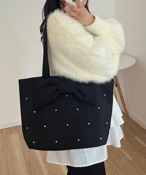 prose verse（プロズヴェール）の「ビッグリボントートバッグ（トートバッグ・レディース・ベージュ系その他/ブラック系その他・FREE）」の2枚目の写真