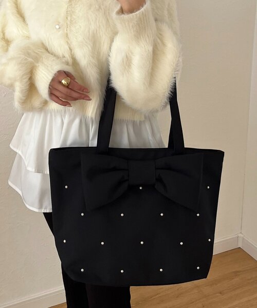 prose verse（プロズヴェール）の「ビッグリボントートバッグ（トートバッグ・レディース・ベージュ系その他/ブラック系その他・FREE）」の4枚目の写真